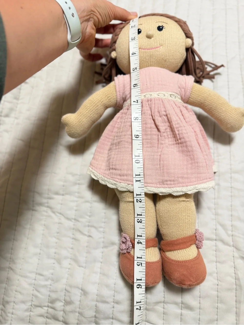 The Clementine Collective Clara Knitted Rag Doll 16” Blush Dress Poppie Toys